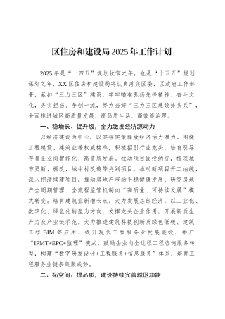 区住房和建设局2025年工作计划.docx