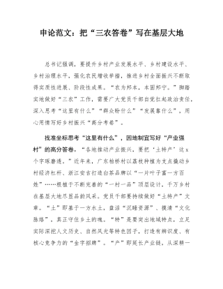 申论范文：把“三农答卷”写在基层大地.docx