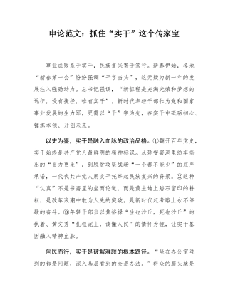 申论范文：抓住“实干”这个传家宝.docx