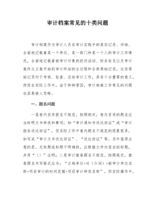审计档案常见的十类问题.docx