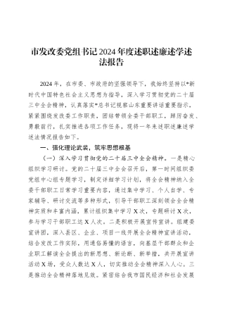 市发改委党组书记2024年度述职述廉述学述法报告.docx