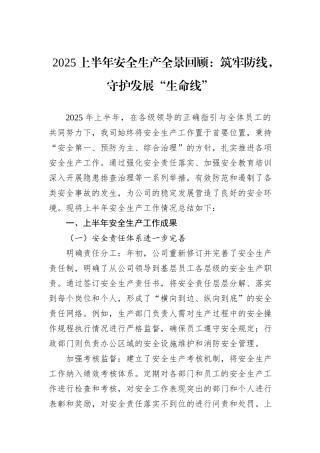 2025上半年安全生产全景回顾：筑牢防线，守护发展“生命线”.docx