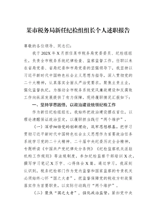 某市税务局新任纪检组组长个人述职报告.docx
