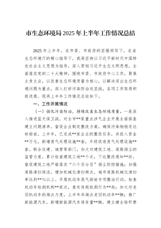 市生态环境局2025年上半年工作情况总结.docx