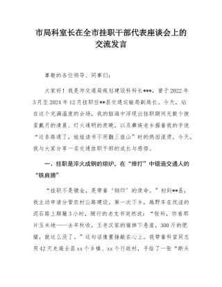 市局科室长在全市挂职干部代表座谈会上的交流发言.docx