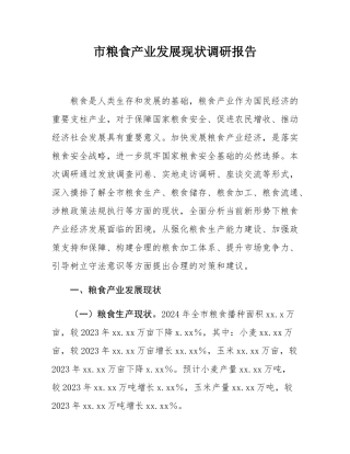 市粮食产业发展现状调研报告.docx