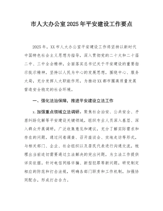 市人大办公室2025年平安建设工作要点.docx
