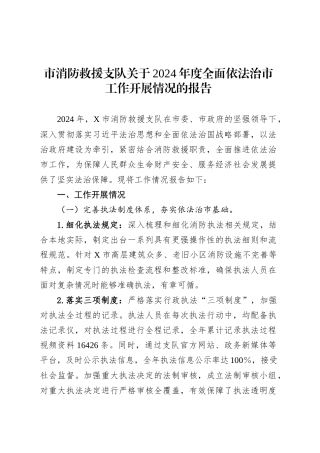 市消防救援支队关于2024年度全面依法治市工作开展情况的报告.docx