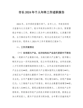 市长2024年个人年终工作述职报告.docx