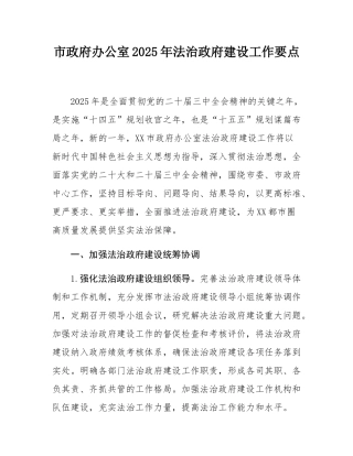 市政府办公室2025年法治政府建设工作要点.docx
