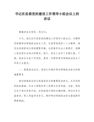 书记在县委党的建设工作领导小组会议上的讲话.docx