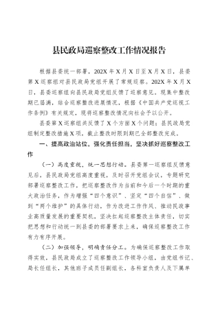县民政局巡察整改工作情况报告.docx