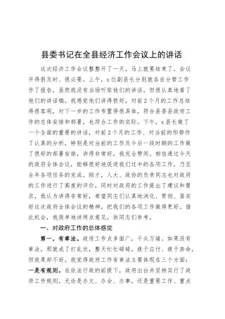 县委书记在全县经济工作会议上的讲话20250319.docx