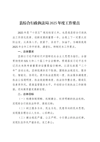 县综合行政执法局2025年度工作要点.docx