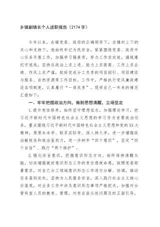 乡镇街道副镇长个人述职报告.docx