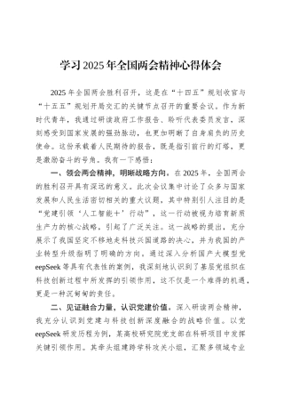 学习2025年全国两会精神心得体会.docx
