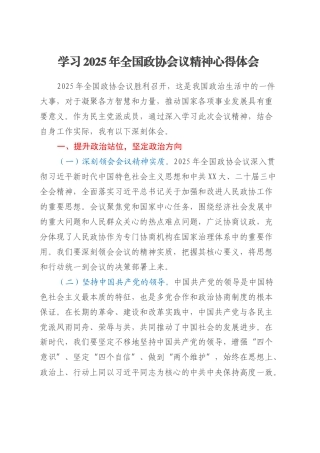 学习2025年全国政协会议精神心得体会 (2).docx