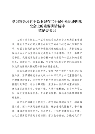 学习领会习近平总书记在二十届中央纪委四次全会上的重要讲话精神-纪委.docx