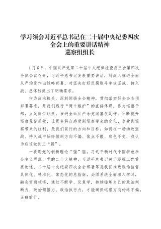 学习领会习近平总书记在二十届中央纪委四次全会上的重要讲话精神-巡察组组长.docx