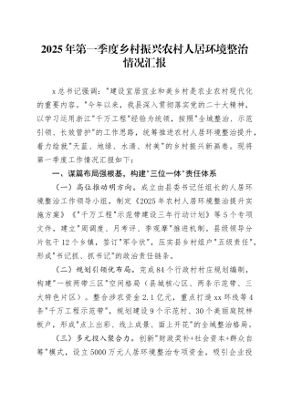 一季度乡村振兴农村人居环境整治情况汇报.docx