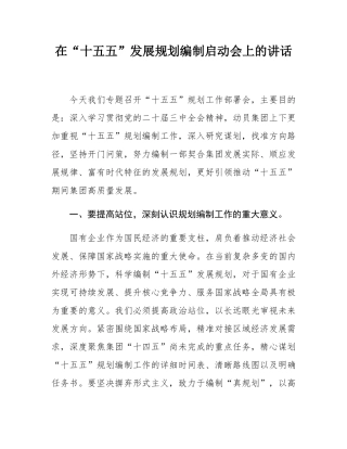 在“十五五”发展规划编制启动会上的讲话.docx