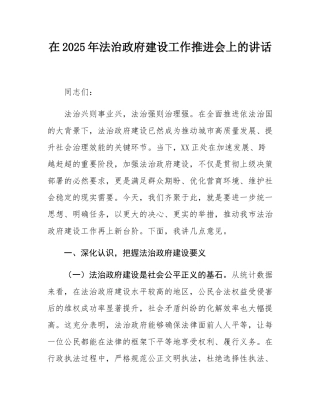 在2025年法治政府建设工作推进会上的讲话.docx