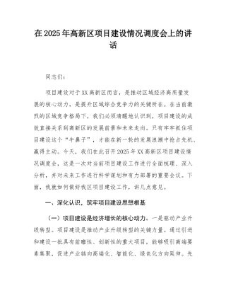 在2025年高新区项目建设情况调度会上的讲话.docx
