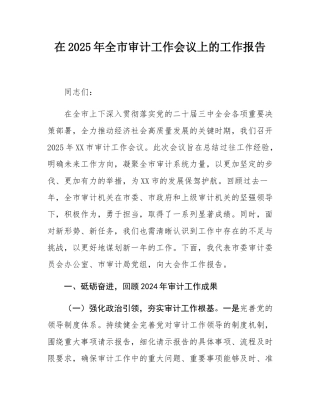 在2025年全市审计工作会议上的工作报告.docx