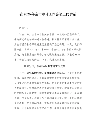 在2025年全市审计工作会议上的讲话.docx