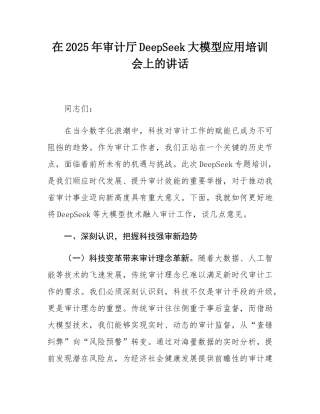 在2025年审计厅DeepSeek大模型应用培训会上的讲话.docx