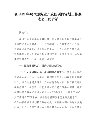 在2025年现代服务业开发区项目谋划工作推进会上的讲话.docx