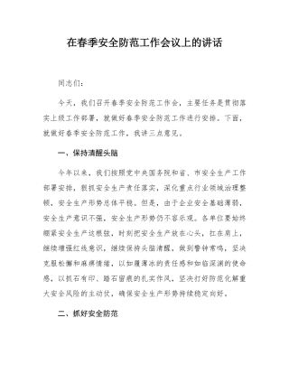 在春季安全防范工作会议上的讲话.docx