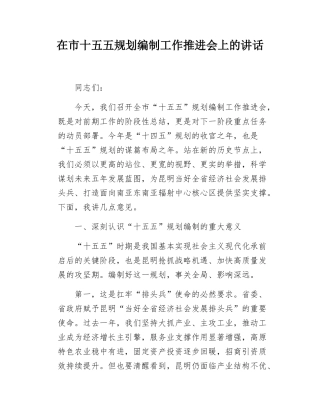 在市十五五规划编制工作推进会上的讲话.docx