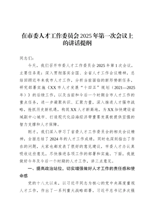 在市委人才工作委员会2025年第一次会议上的讲话提纲.docx