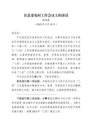 在县委农村工作会议上的讲话（20250319).docx