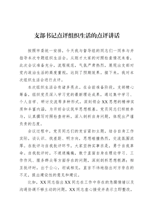 支部书记点评组织生活的点评讲话.docx