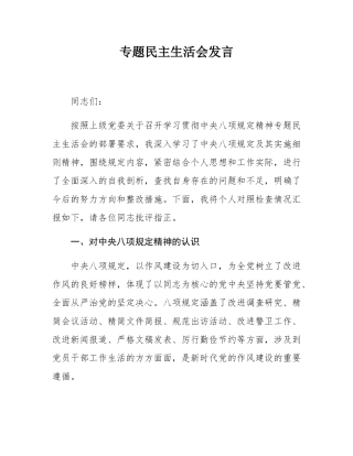专题民主SH会发言.docx