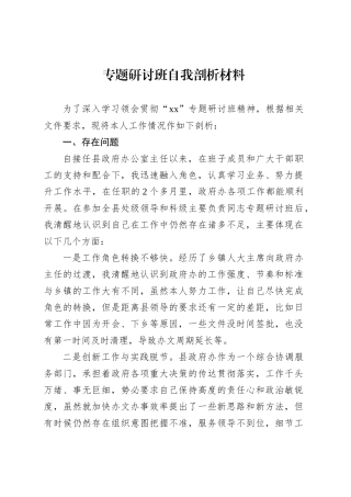 专题研讨班自我剖析材料.docx