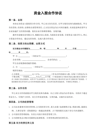 资金入股合作协议......doc