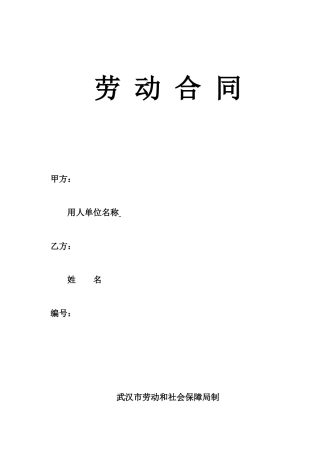 武汉劳动合同-社保局版本.doc