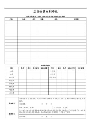 房屋物品交割清单.doc