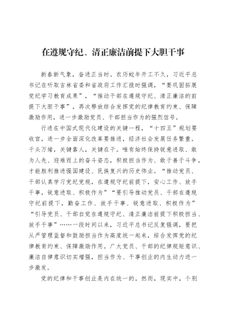 党课讲稿：在遵规守纪、清正廉洁前提下大胆干事.docx