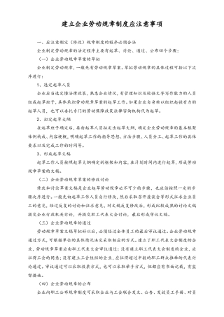 建立企业劳动规章制度应注意事项.doc
