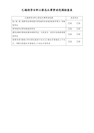 女职工劳动保护合规检查表5-已婚待孕禁忌从事劳动范围-工具.doc