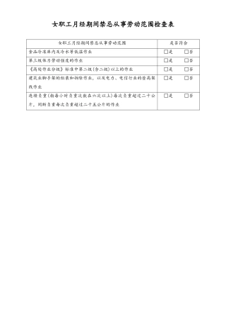 女职工劳动保护合规检查表6-月经期间禁忌从事劳动范围-工具.doc