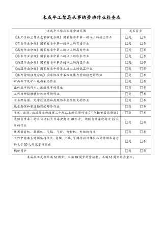 未成年工劳动保护合规检查表1-禁忌从事作业-工具.doc