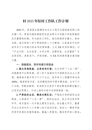 村2025年驻村工作队工作计划.docx