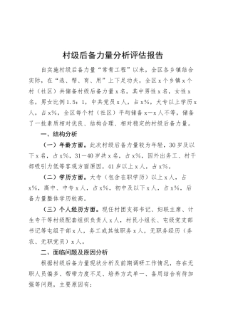 村级后备力量分析评估报告工作汇报总结20250305.docx