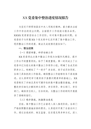 XX党委集中整治进度情况报告.docx