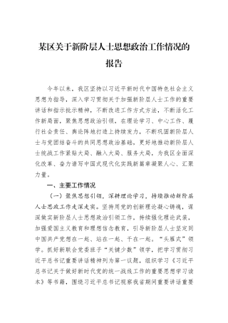 某区关于新阶层人士思想政治工作情况的报告.docx